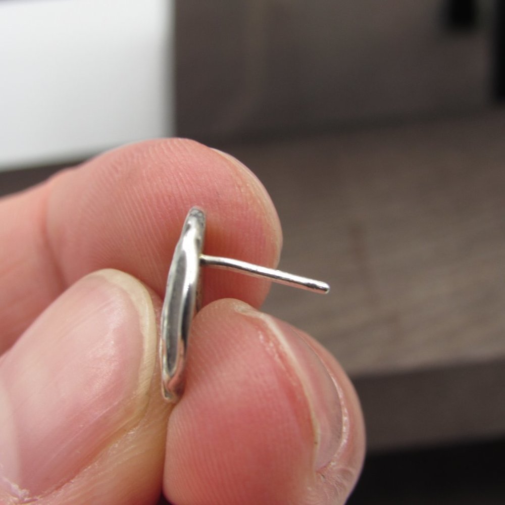 Sterling Silver Rustic Shell Stud Earrings Vintage - image 2